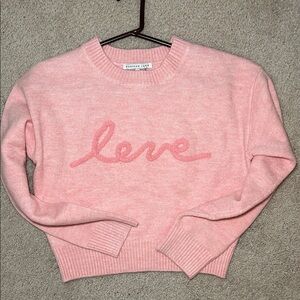 Pink Sweater with 'Love' Embroidery